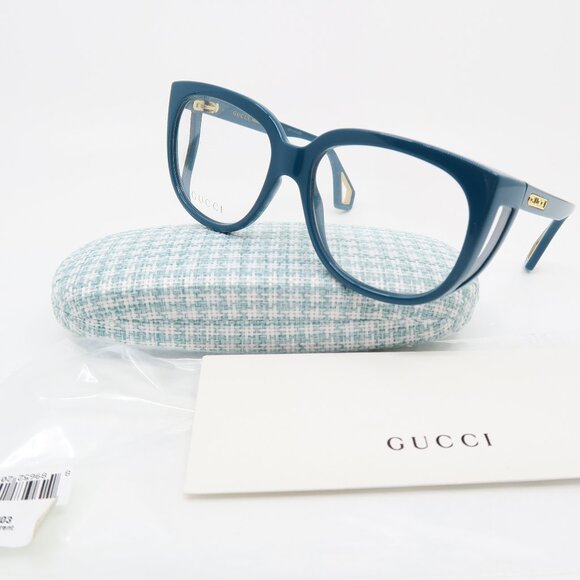 Gucci GG0470O 003 56mm Blue with Lateral Wings, New Women's Eyeglasses Frames. - Picture 1 of 8
